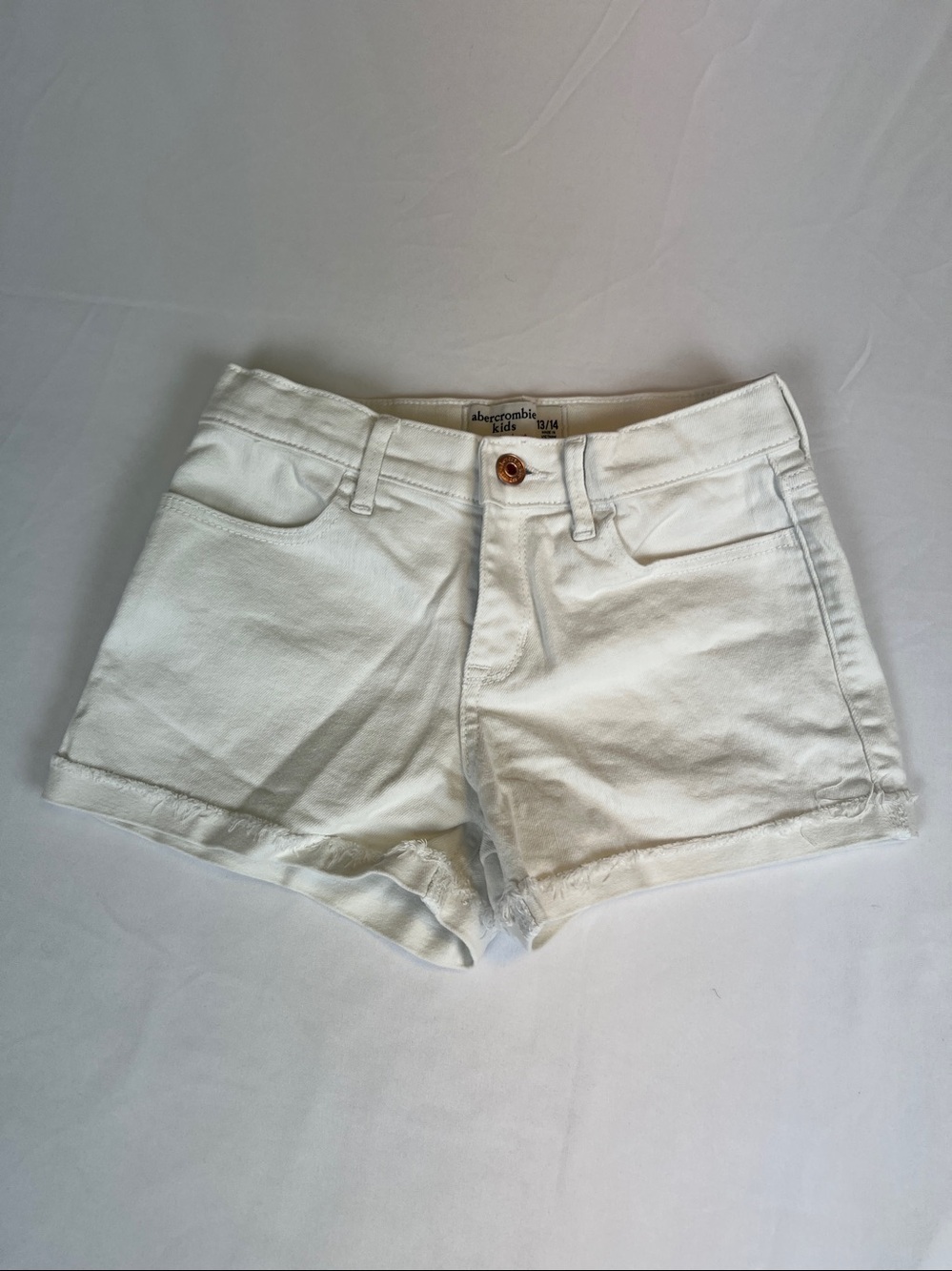 Abercrombie Kids White Shortie Short adjustable waste 13/14 EUC